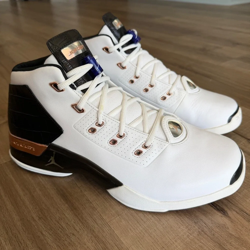 Air Jordan 17+ Retro Copper White Black Men Basketball Shoes 832816-122 Size 13